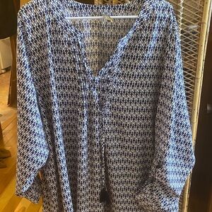 Penningtons Navy and White Patterned Blouse